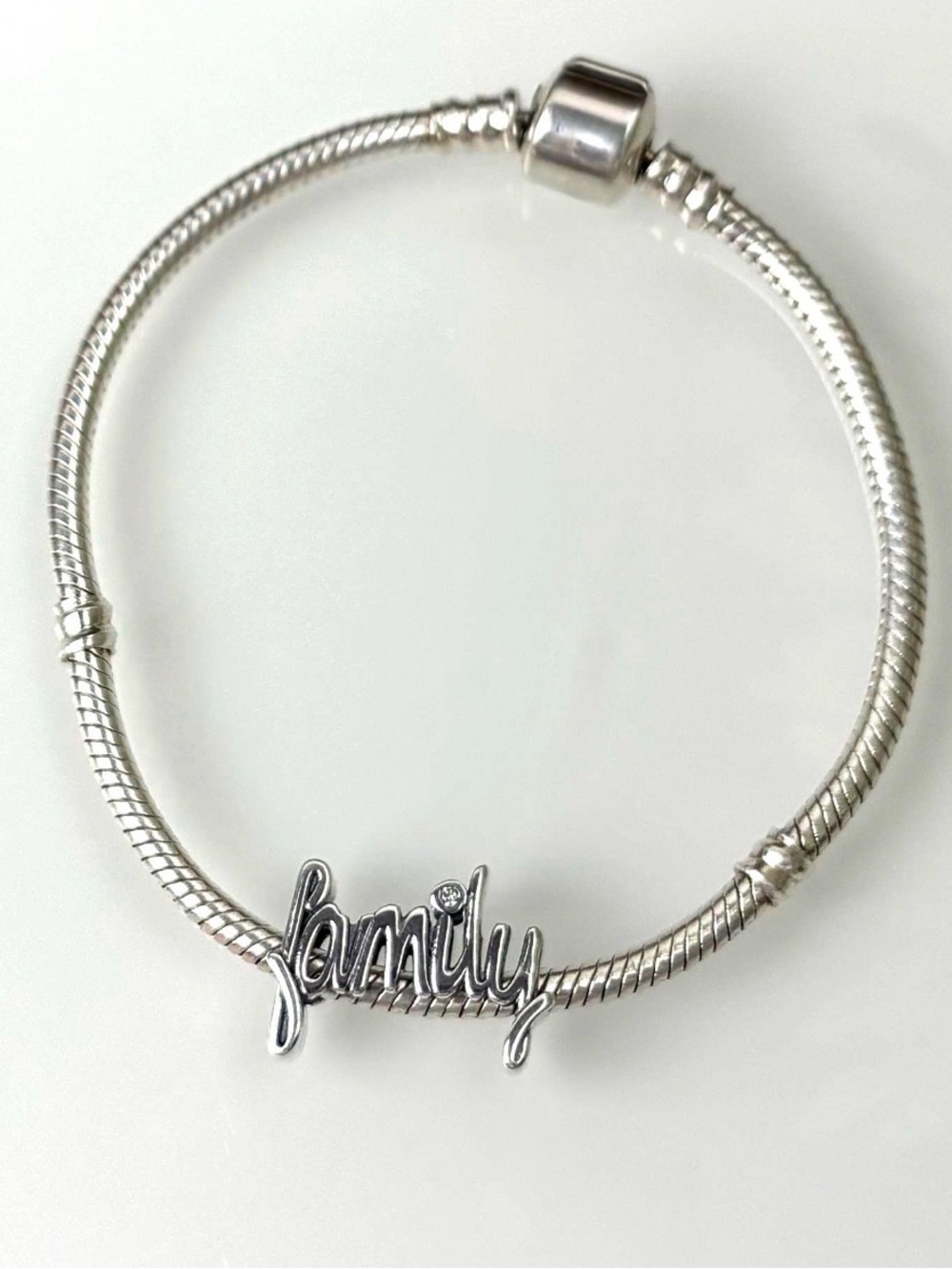 Family Script Charm Bangle - Silver - Picture 2 of 3